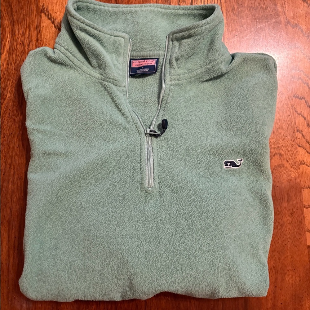 Vineyard Vines Men's Green Quarter-Zip Fleece Pullover